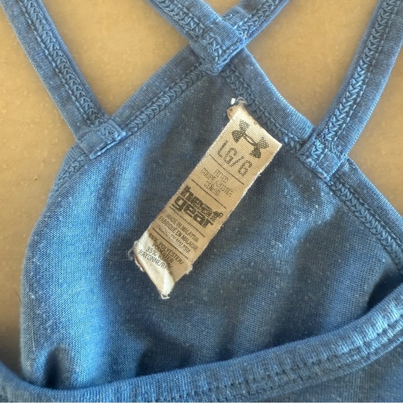 Under Armour HeatGear Strappy Back Tank Top Blue Yellow Size Womens L - Picture 6 of 6